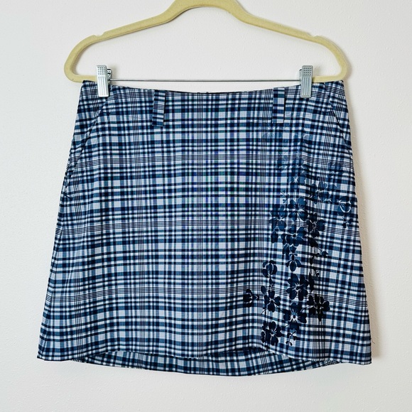 Nike Disney Golf Dri-Fit Blue & White Plaid Skort Floral skirt Athletic - Picture 4 of 10